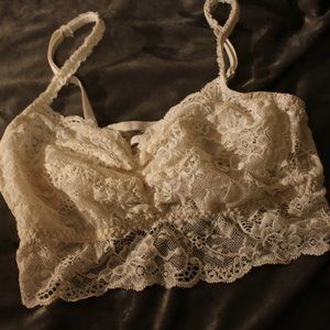 Pink by VS Lace bralette in cream white